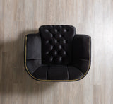 Jenny black velvet sofa and loveseat set front view