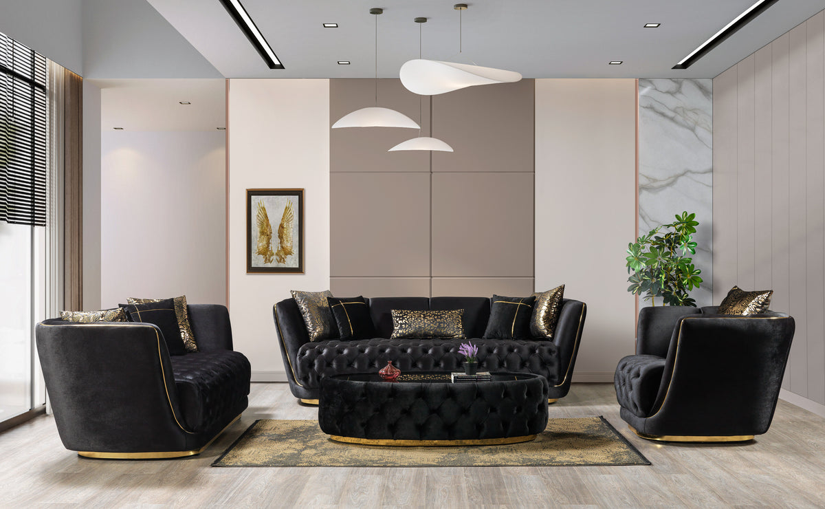 Jenny black velvet sofa main view