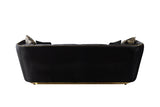 Jenny black velvet sofa and loveseat set front view