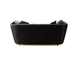 Jenny black velvet sofa and loveseat set front view