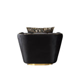 Jenny black velvet sofa and loveseat set front view