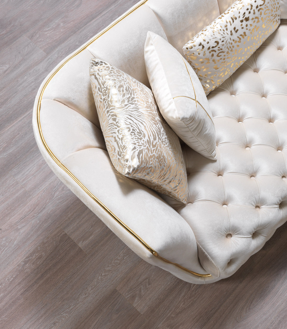 full view of Jenny Ivory Velvet Sofa