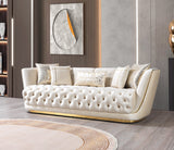 side view of Jenny Ivory Velvet Loveseat