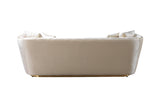 Jenny ivory velvet sofa and loveseat set in living room