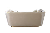 Jenny ivory velvet sofa and loveseat set in living room