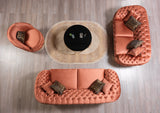 Detail shot of loveseat cushions