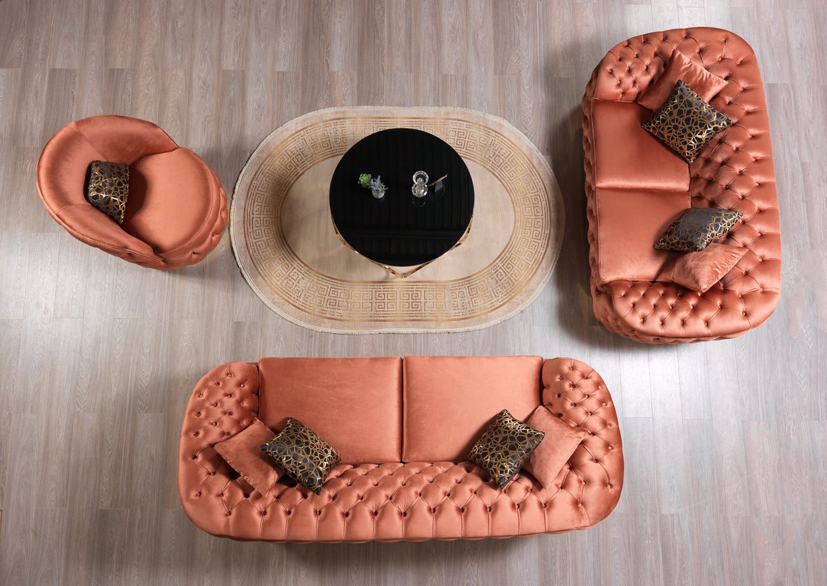 Detail shot of loveseat cushions