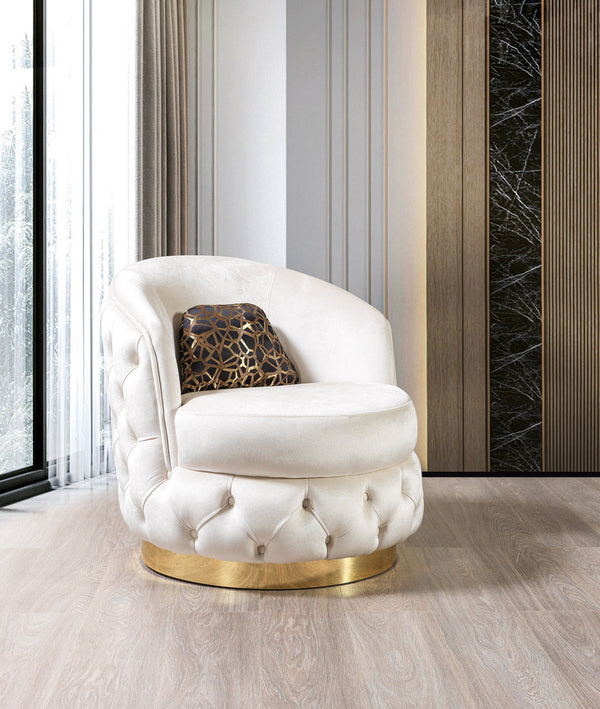 Scarlett Ivory Velvet Chair front view