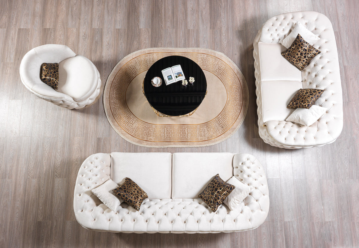 Close-up of ivory velvet upholstery
