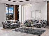 side view of Scarlett Gray Velvet Sofa and Loveseat set