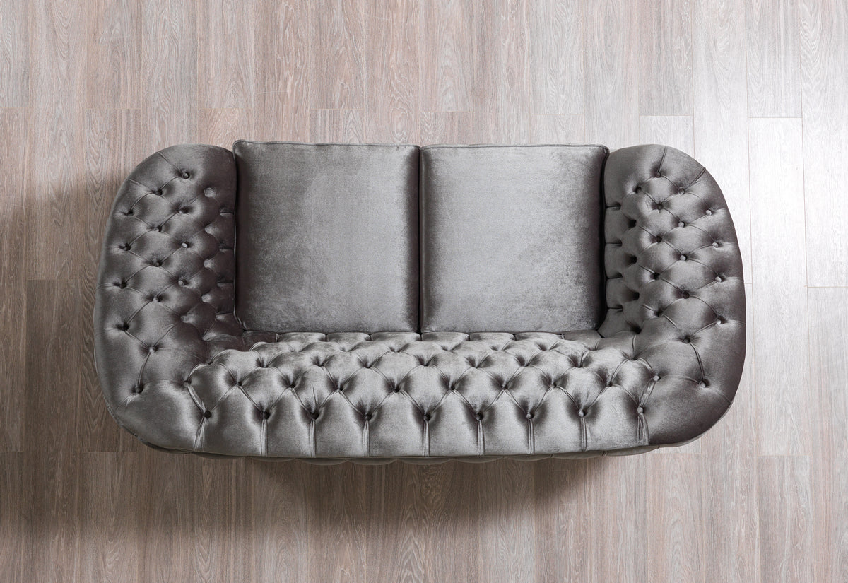close-up of sofa stitching and fabric