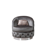 Back view of Scarlett Gray Velvet Chair showing sleek design