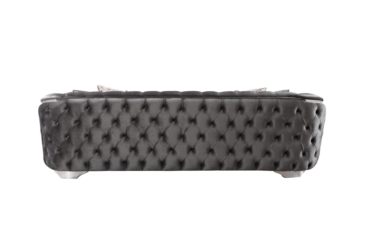 angled side shot of loveseat upholstery