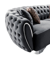 Chloe Gray Velvet Loveseat front view