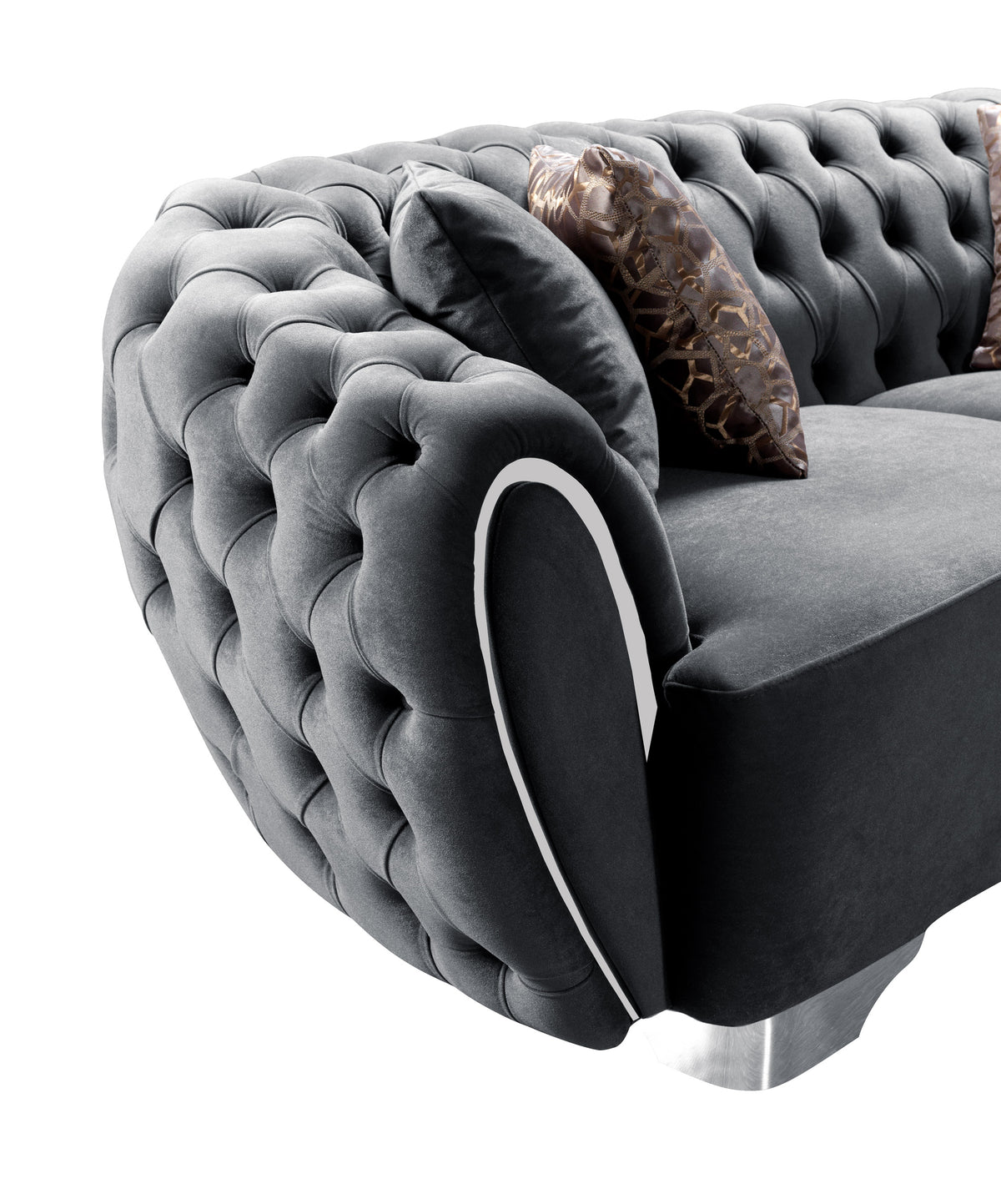 Chloe Gray Velvet Loveseat front view