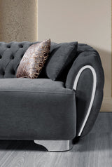 Chloe Gray Velvet Sofa armrest detail
