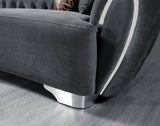 Chloe Gray Velvet Loveseat armrest detail