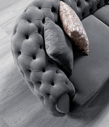 Chloe Gray Velvet Loveseat close-up of legs