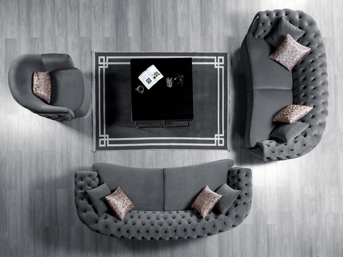 Chloe Gray Velvet Loveseat main view