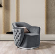 Chloe Gray Velvet Armchair front view showing plush seat