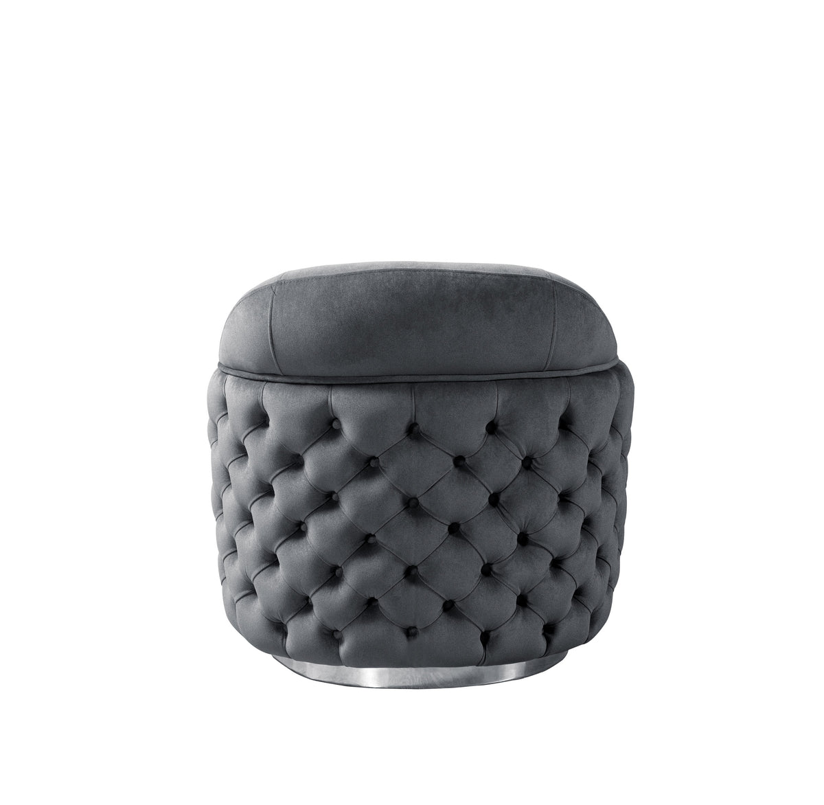 Back view of Chloe Gray Velvet Armchair showing smooth velvet finish