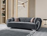 Chloe Gray Velvet Sofa close-up of legs