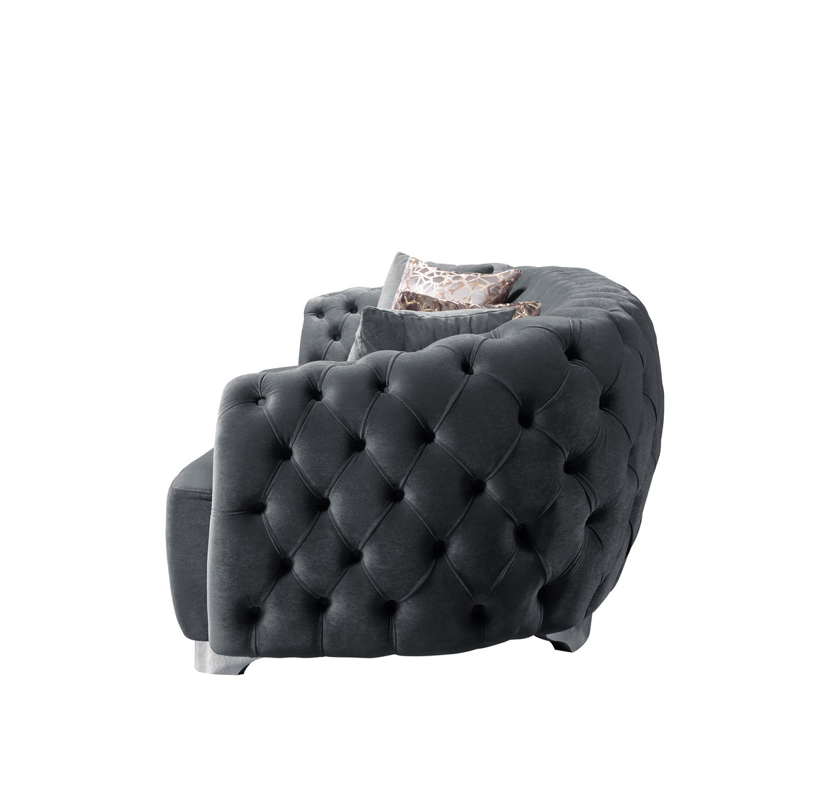 Chloe Gray Velvet Sofa side profile