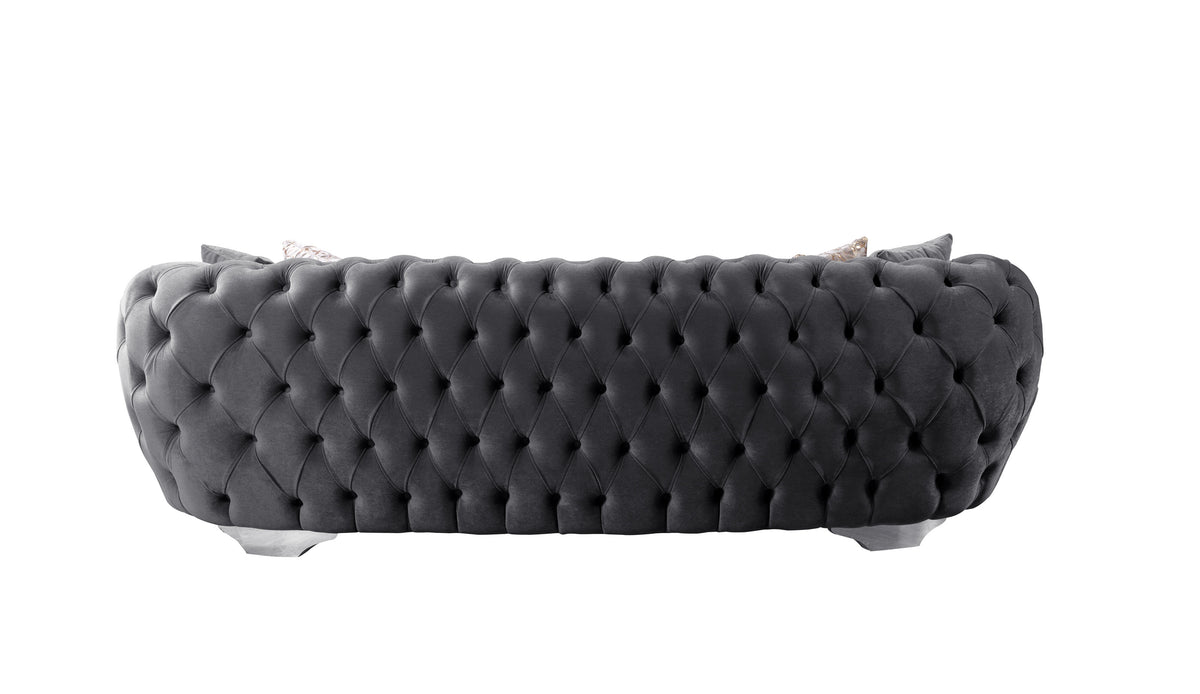 Chloe Gray Velvet Sofa cushion detail