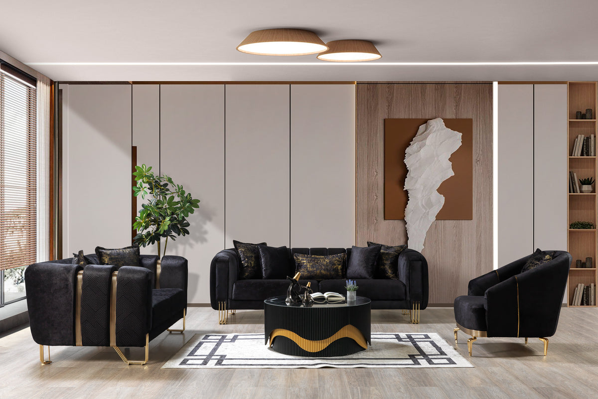 Ella Black Velvet Sofa & Loveseat