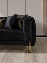 Santana Black Velvet Sofa view 15