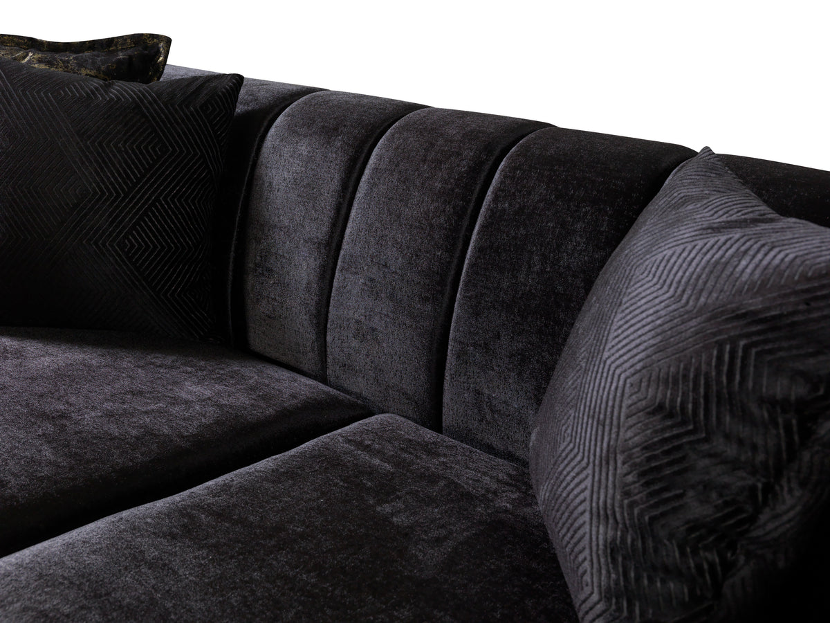 Santana Black Velvet Sofa view 13