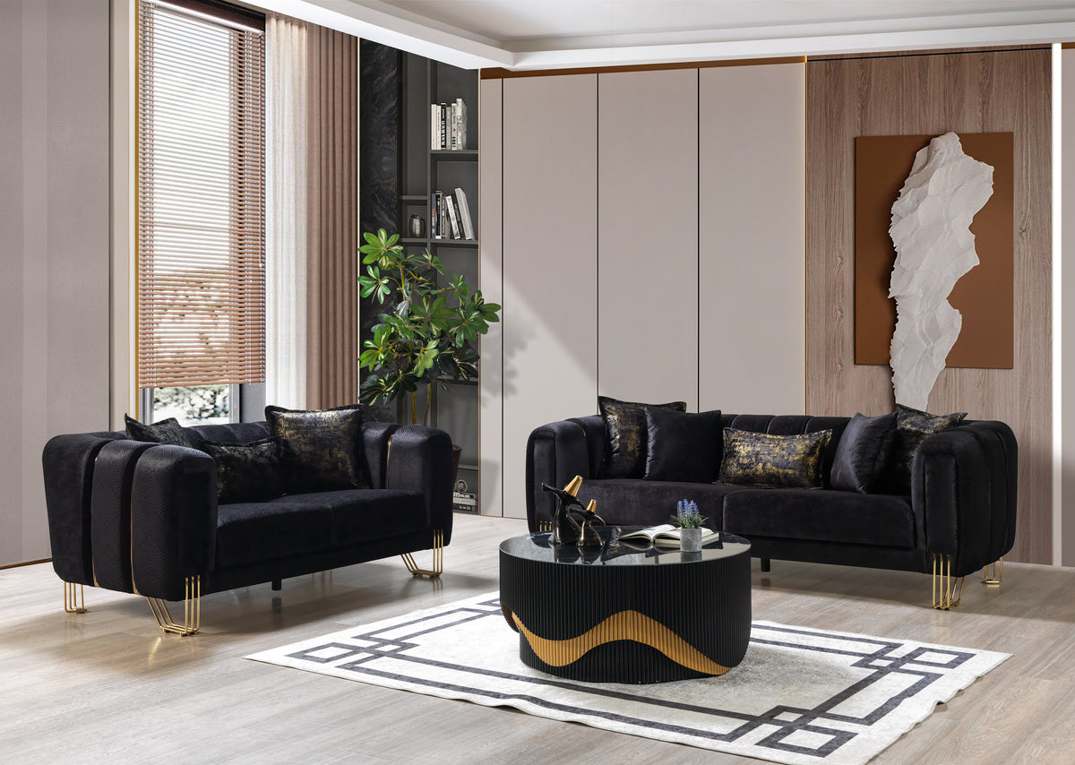 Santana Black Velvet Loveseat view 3