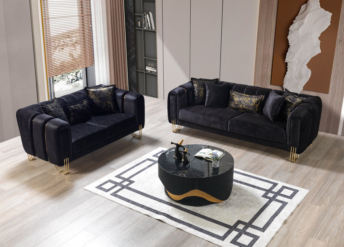 Ella Black Velvet Sofa & Loveseat