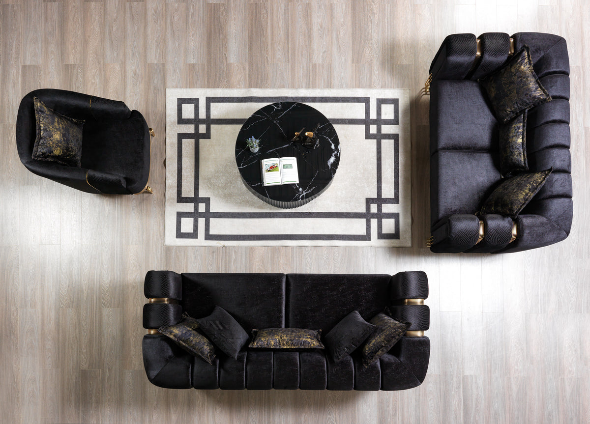 Santana Black Velvet Loveseat view 4