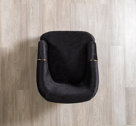 Top-down angle of Ella Santana black velvet accent chair