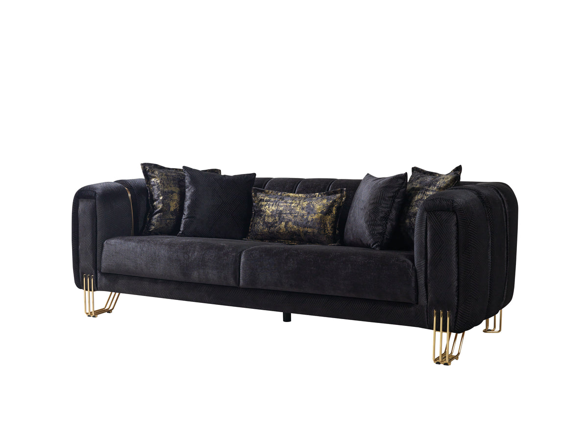 Santana Black Velvet Sofa view 5