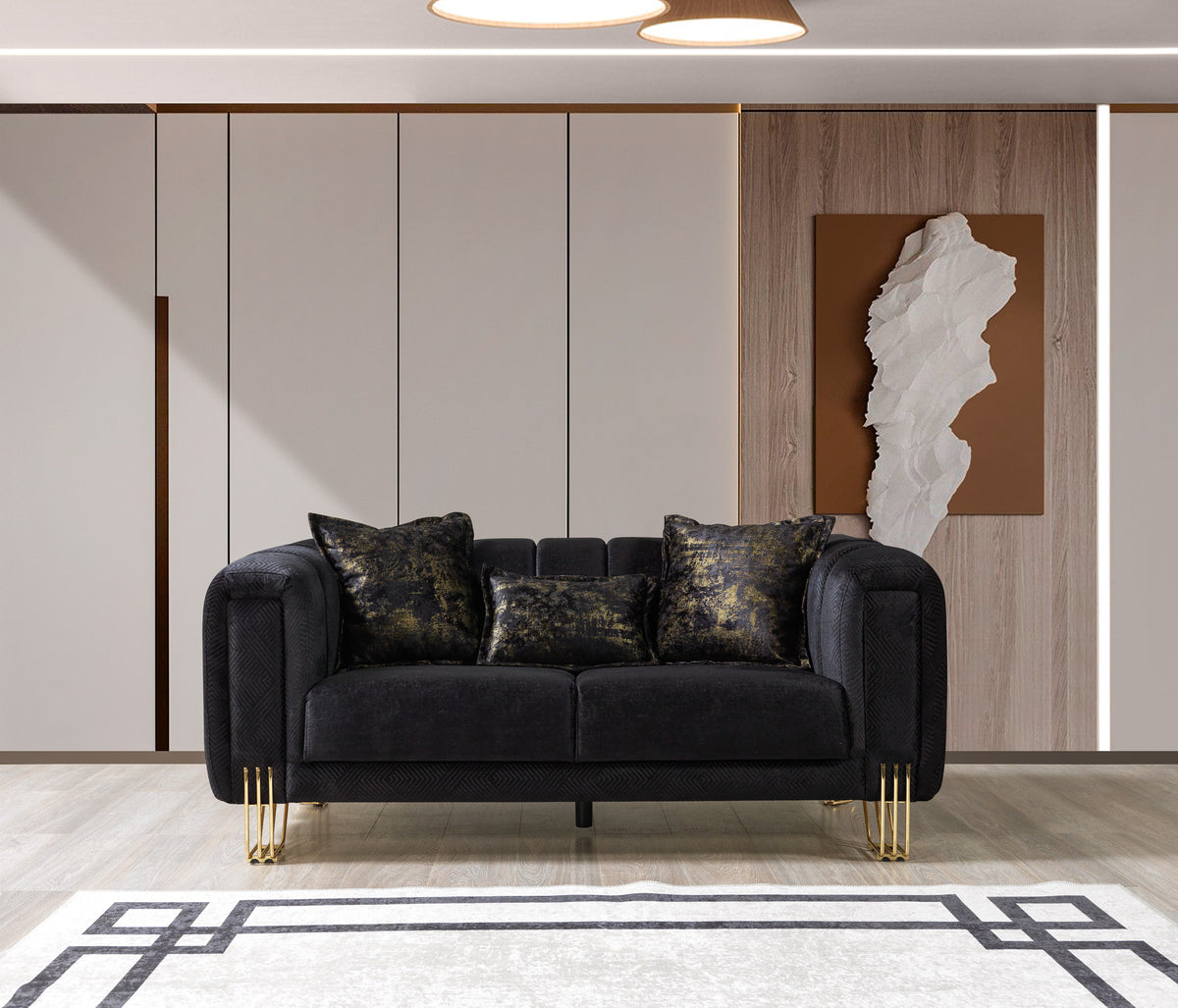 Santana Black Velvet Loveseat from Decor Furniture