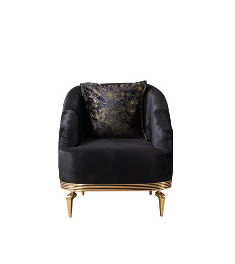 Ella Black Velvet Sofa and Loveseat set front view