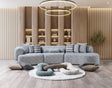 main view of Esmeralda Blue Boucle 3-Piece Curved Sectional sofa