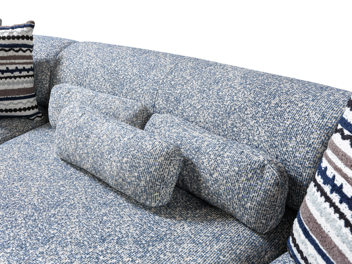 living room setting with Esmeralda Blue sectional