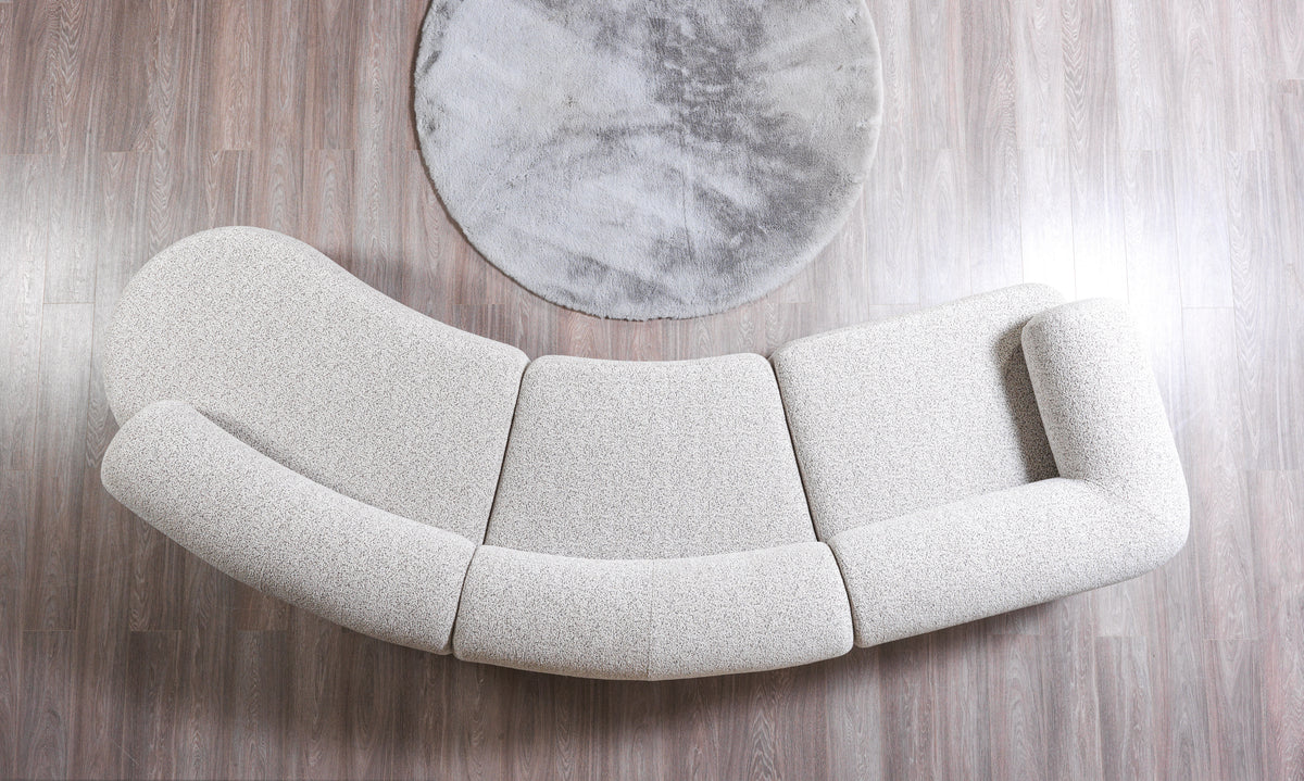 main view of Esmeralda Stone Boucle 3-Piece Curved Sectional sectional sofa
