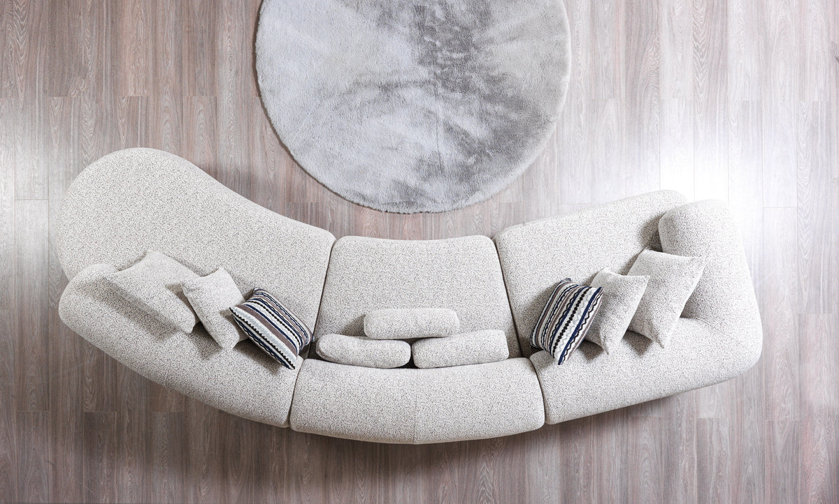 main view of Esmeralda Stone Boucle 3-Piece Curved Sectional sectional sofa