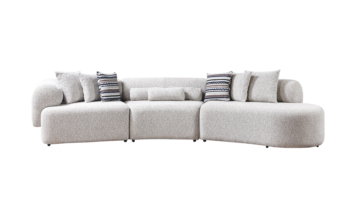 main view of Esmeralda Stone Boucle 3-Piece Curved Sectional sectional sofa
