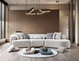 main view of Esmeralda Stone Boucle 3-Piece Curved Sectional sofa