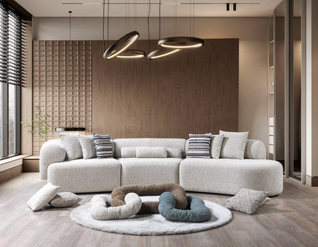 main view of Esmeralda Stone Boucle 3-Piece Curved Sectional sofa