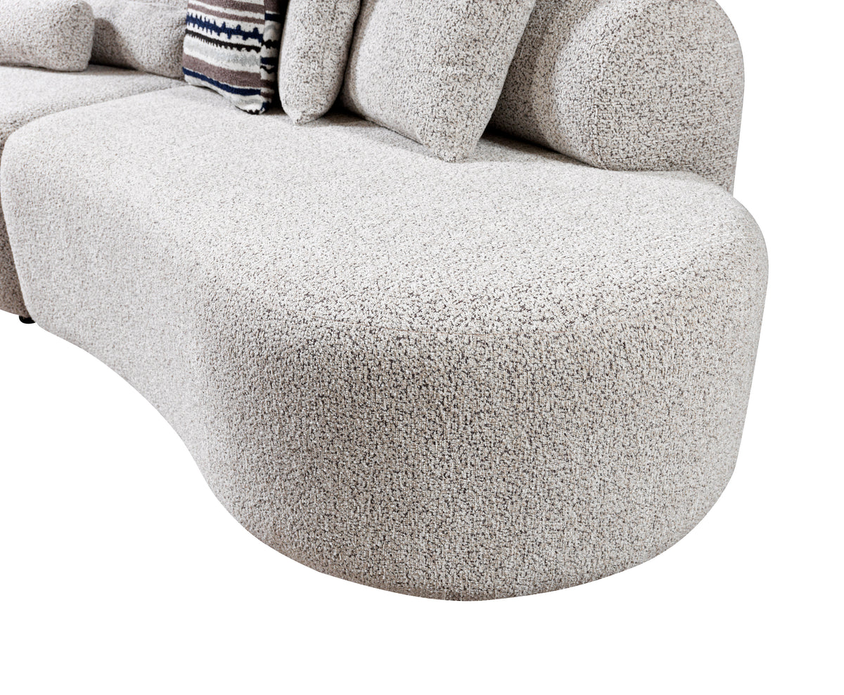 room view of Esmeralda Stone Boucle 3-Piece Curved Sectional sectional sofa