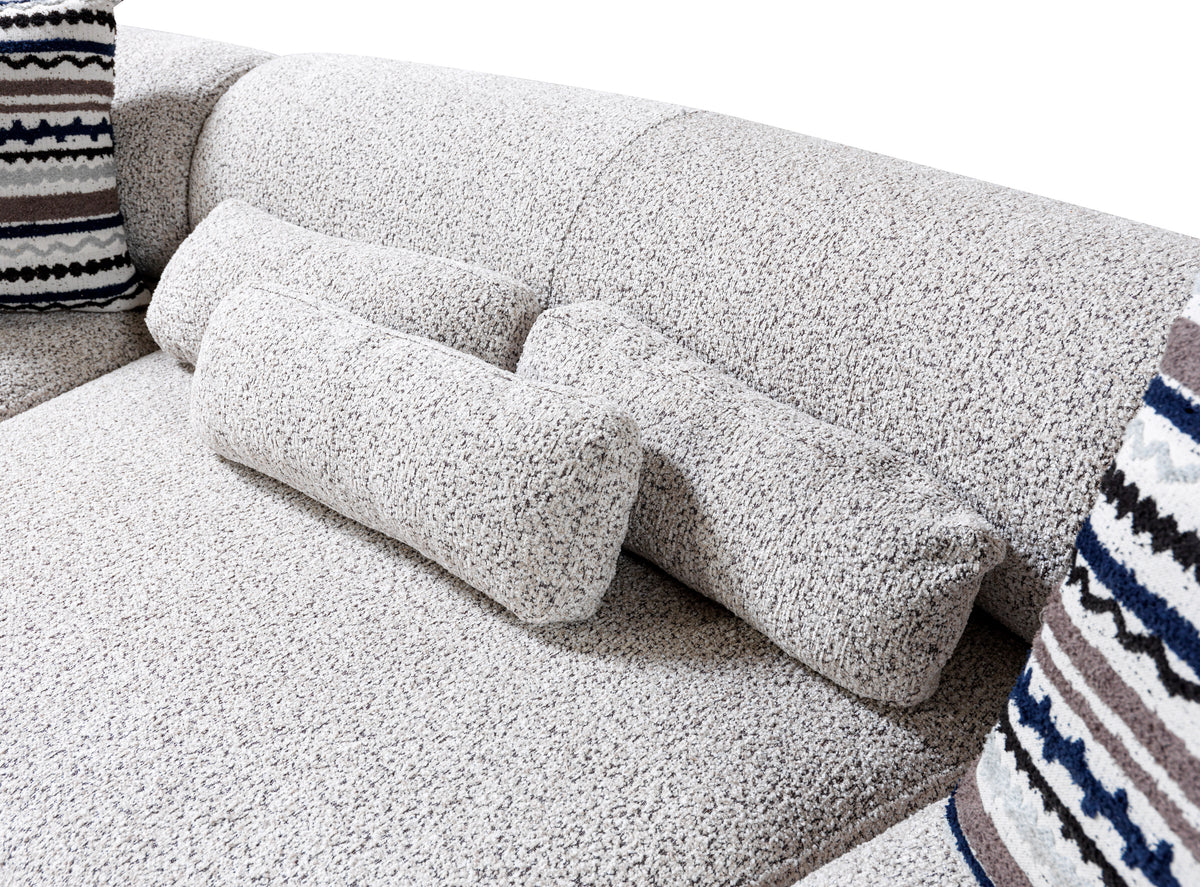 detail view of Esmeralda Stone Boucle 3-Piece Curved Sectional sectional sofa