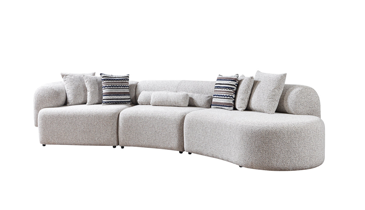 side view of Esmeralda Stone Boucle 3-Piece Curved Sectional sectional sofa