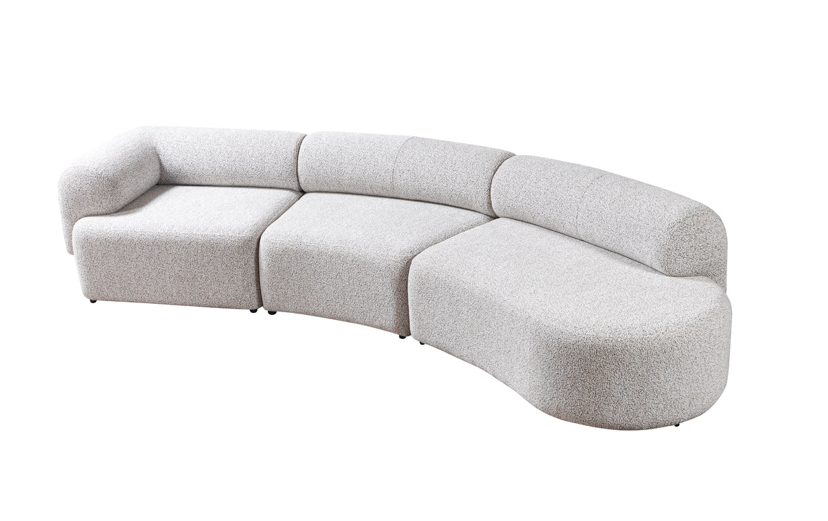 room view of Esmeralda Stone Boucle 3-Piece Curved Sectional sectional sofa