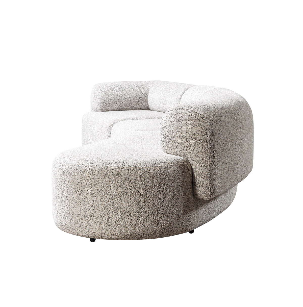 side view of Esmeralda Stone Boucle 3-Piece Curved Sectional sectional sofa